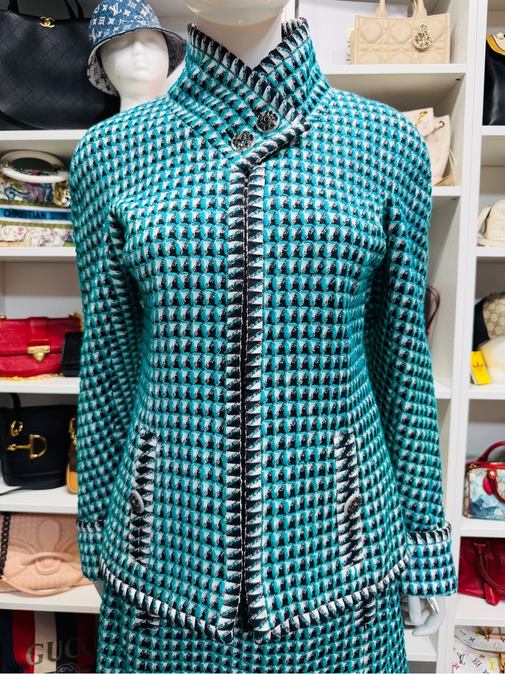 Chanel Turquoise Patterned Cotton Jacquard Paris-Seoul Blazer NWT 40
